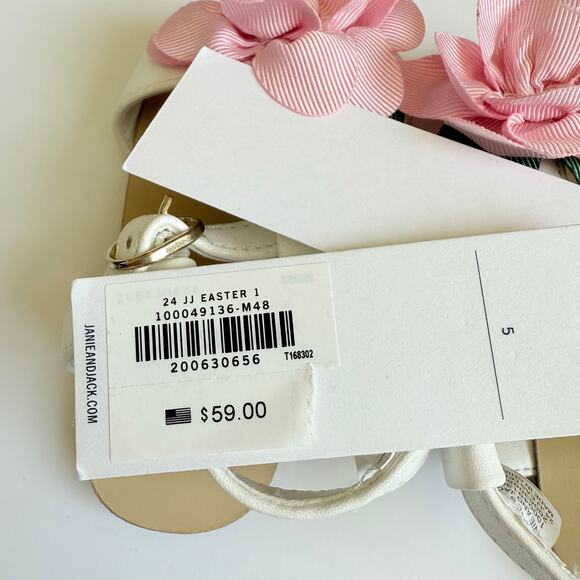 NEW Janie and Jack Bunny Pink Flower Sandal Girls 5 - Picture 8 of 10